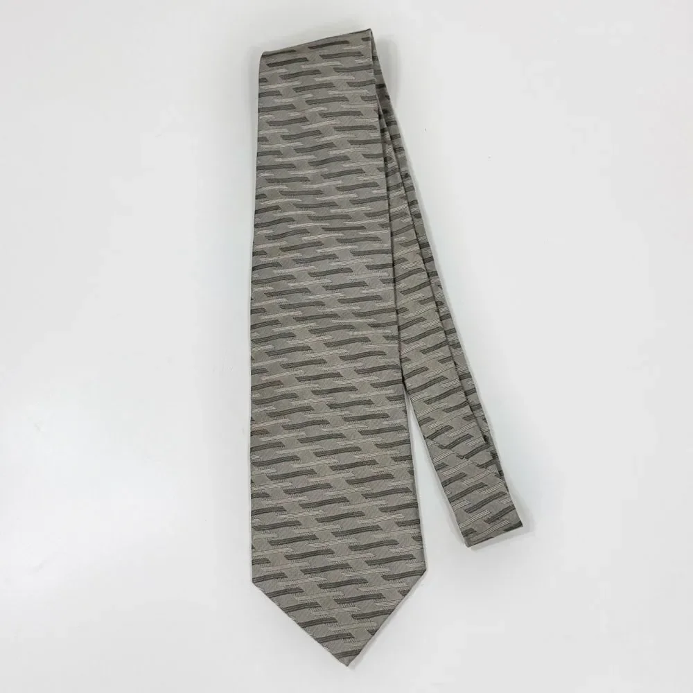 Croft &‎ Barrow Patterned Silk Men's Neck Tie Taupe Tan Grey